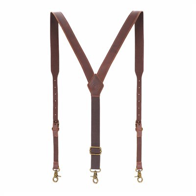 TOURBON Suspenders Leather Men's Braces Adjustable