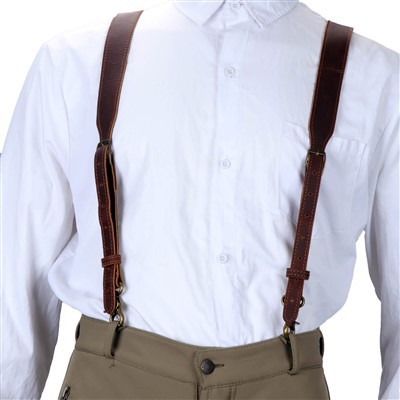 TOURBON Suspenders Leather Men's Braces Adjustable