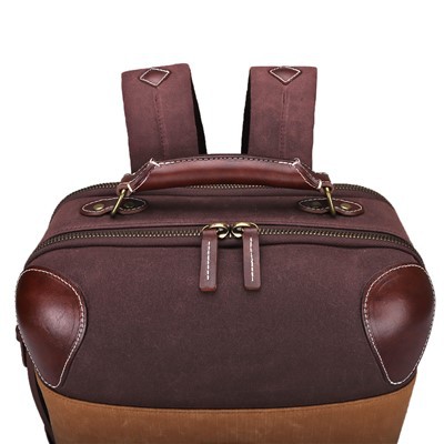 OEM Canvas And Leather Trim Backpack Durable Bag For Sports Travel Gym factory