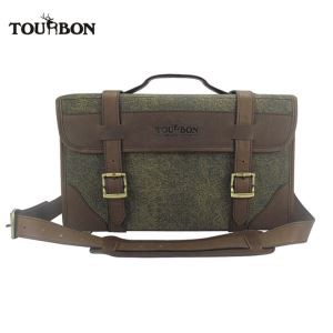 Vintage audekls un īsta ādas pistoles patronu plecu soma munīcija rokassomiņa